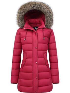 Cozy Women's Winter Puffer Coat - Thick Down Jacket, Waterproof, Faux Fur Hood